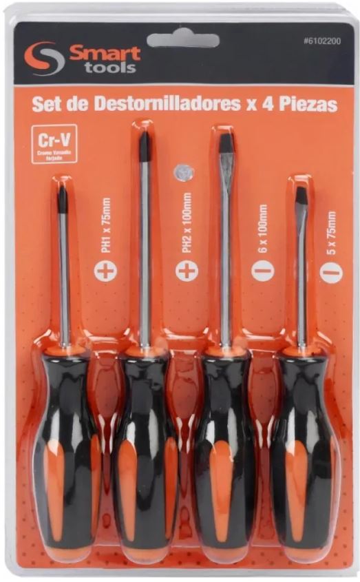 Juego De Destornilladores Ph/pl 4 Piezas - Smart Tools