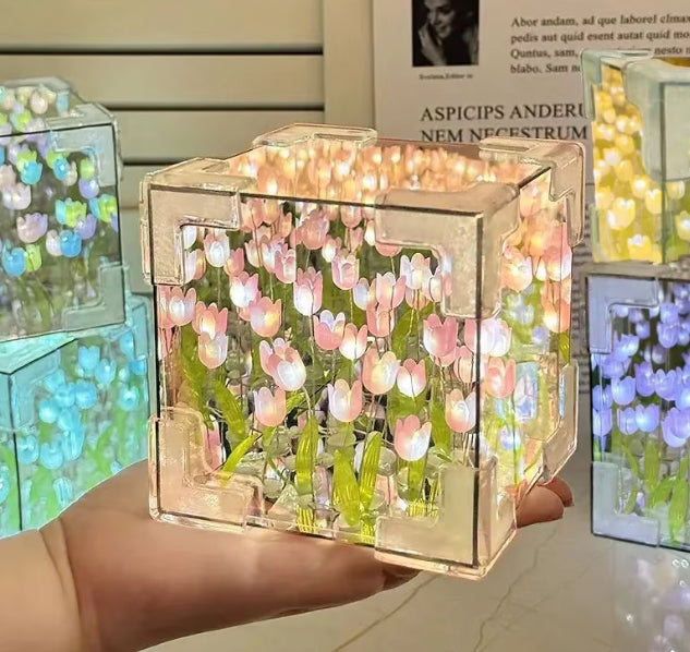 Cubo de Tulipanes Luminosos – Set de Construcción