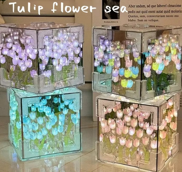Cubo de Tulipanes Luminosos – Set de Construcción