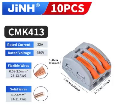 Set 10 Uds Conectores Rápidos JINH CMK-41 – 3 Puertos
