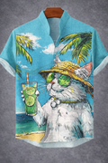 Camisa Gato Tropical– Estampado 3D