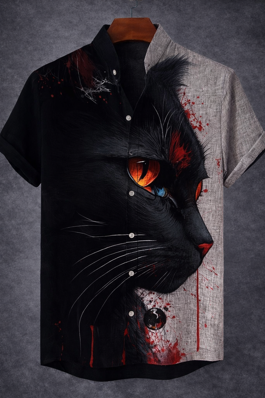 Camisa Gato Oscuro – Estampado 3D