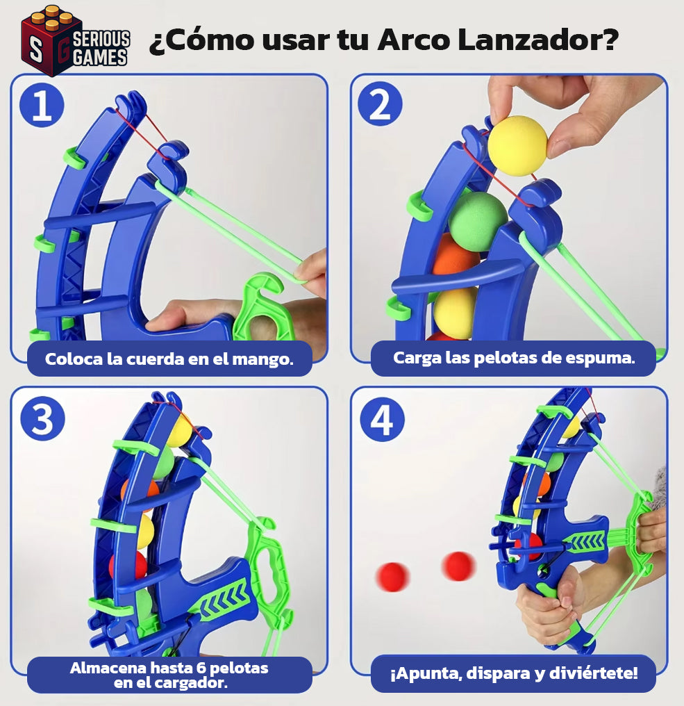 Arco Lanzador con Pelotas de Espuma y Blanco de Tiro