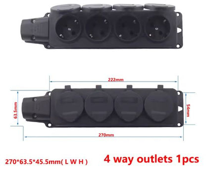 Toma de corriente industrial impermeable europea 4 vías – IP54, 16A, 250V