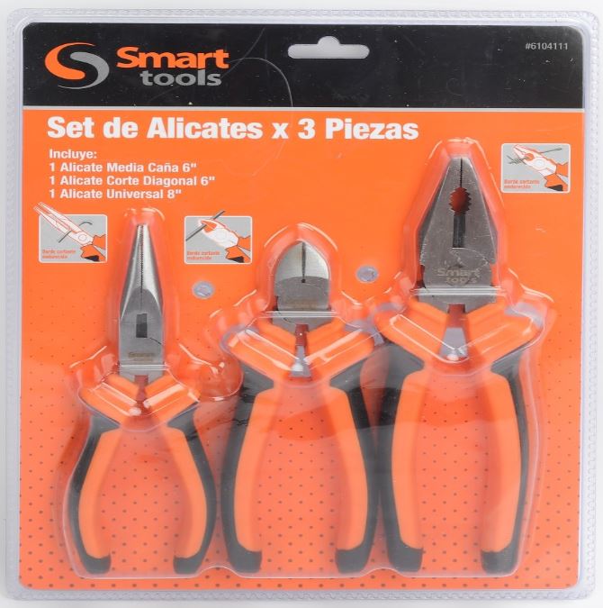 Set 3 Alicates 2 De 6'' Y 1 De 8'' Profesional - Smart Tools