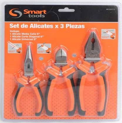 Set 3 Alicates 2 De 6'' Y 1 De 8'' Profesional - Smart Tools