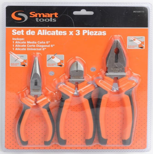 Set 3 Alicates 2 De 6'' Y 1 De 8'' Profesional - Smart Tools
