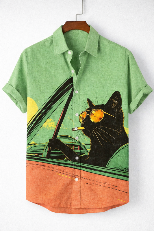 Camisa Gato al Volante – Estampado 3D