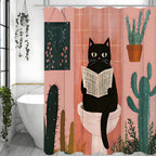 El Gato en el Baño · Cortina de Ducha Decorativa