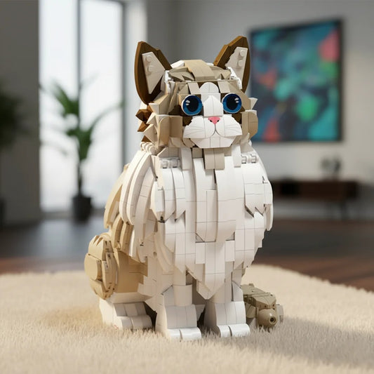 Gato Ragdoll en Bloques · LEGO MOC Compatible (1438 piezas)