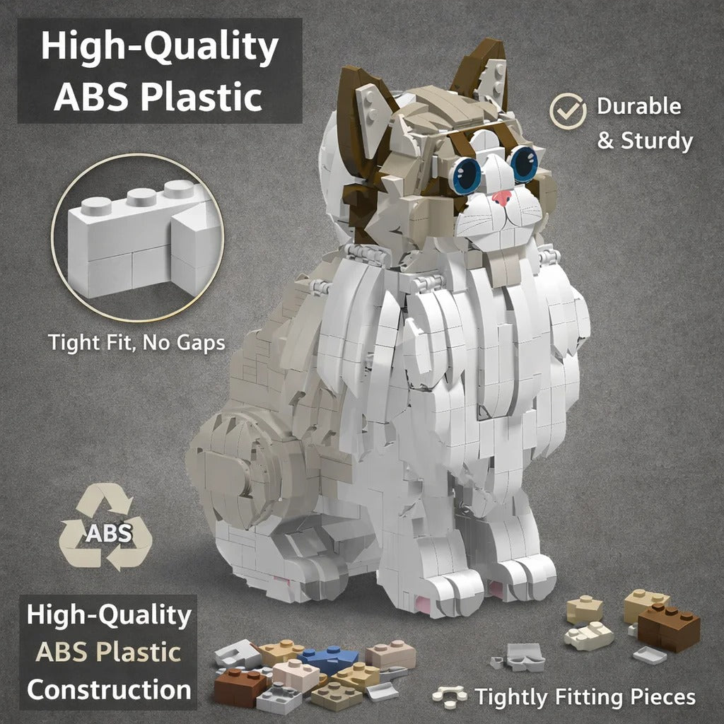 Gato Ragdoll en Bloques · LEGO MOC Compatible (1438 piezas)