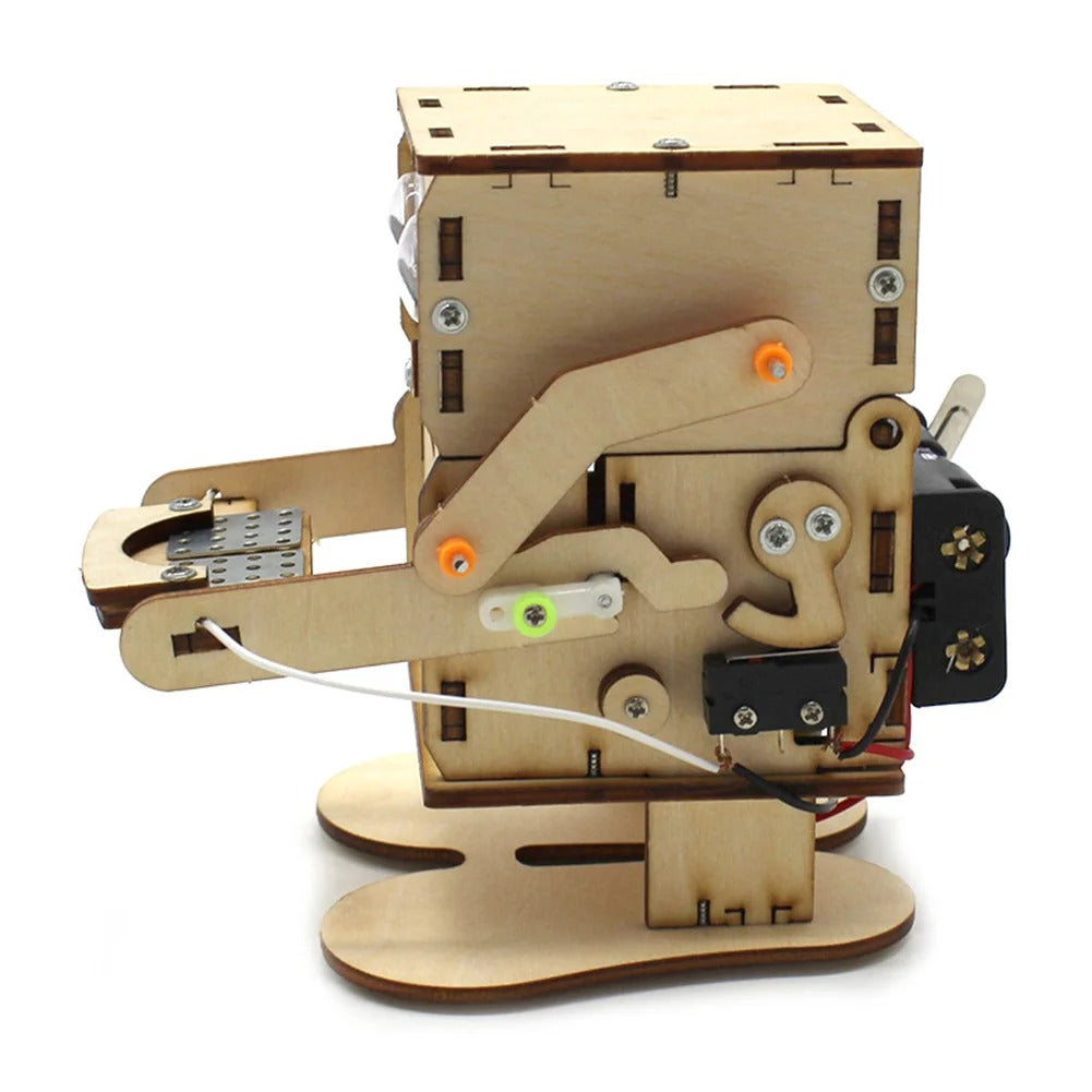 Robot STEM Comedor de Monedas DIY de Madera – Kit Educativo Interactivo