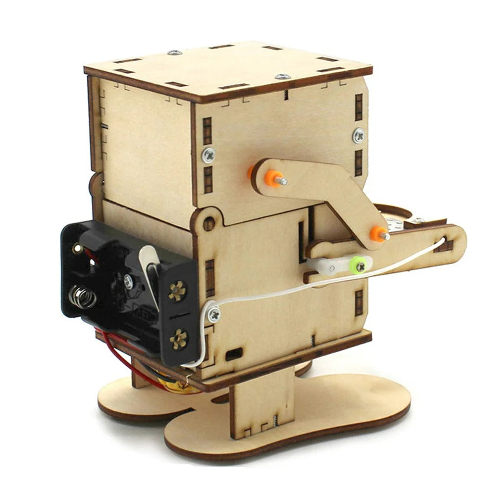 Robot STEM Comedor de Monedas DIY de Madera – Kit Educativo Interactivo