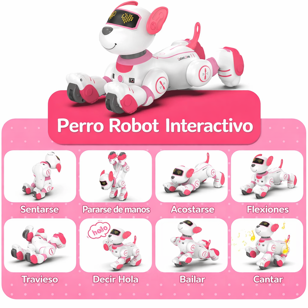 Perro Robot Inteligente con Control Remoto – Juguete Interactivo Programable