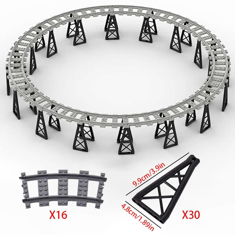 Circuito de Tren Completo Compatible con LEGO® – 6 Sets Modulares con Vías, Curvas y Desvíos